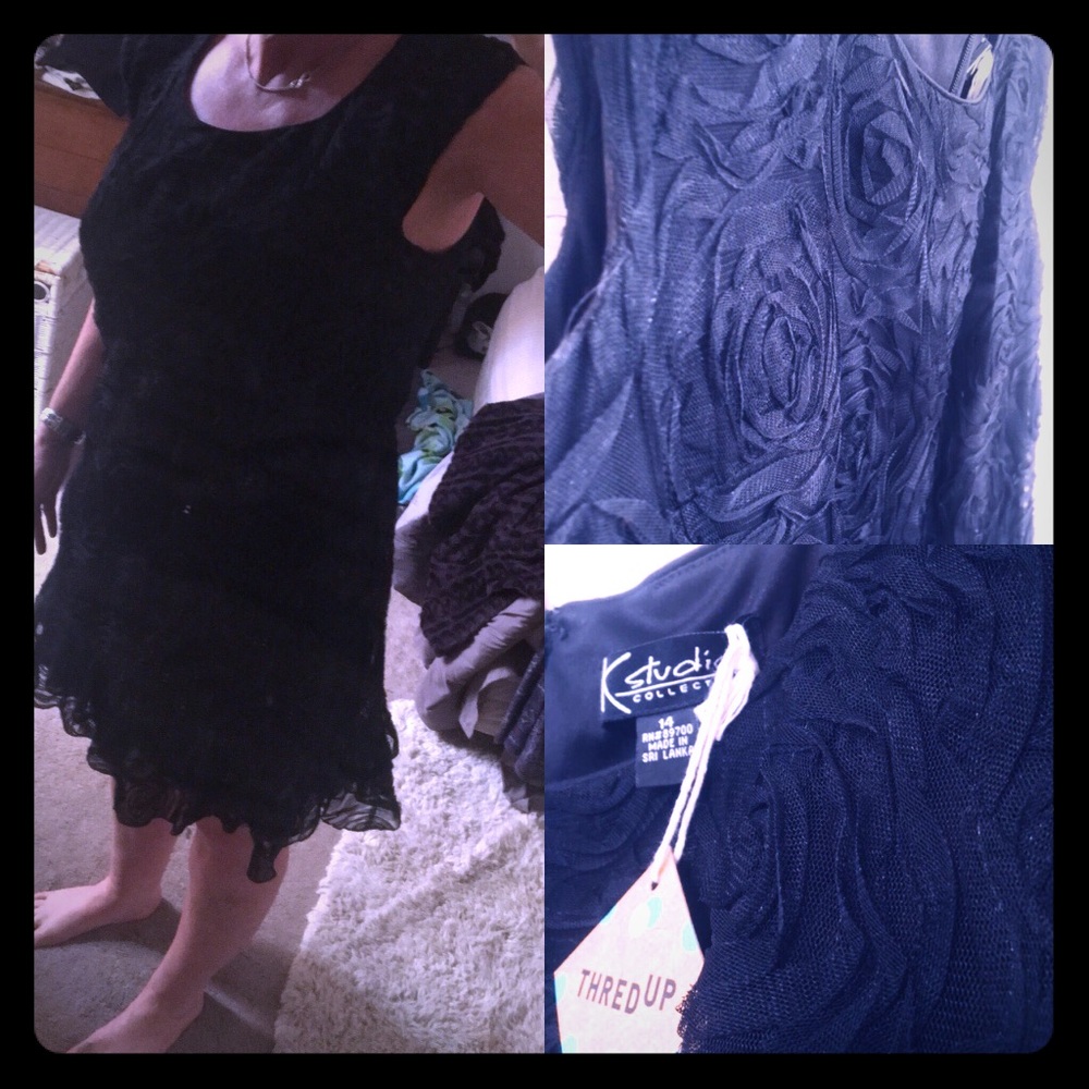 K Studio Collection Black Cocktail Dress Sz 14